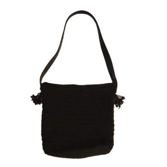 WOMENS The Sak Black woven shoulder bag with beaded tassels. - Picture 1 of 15